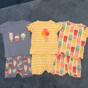 Baby Gap ice cream themed short pajamas- set/ bundle of 3
